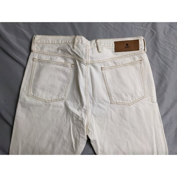 Gap x Ami Paris Alexandre Mattiussi Jeans Beige Denim Cotton Mens Size 36X34 - Picture 3 of 12